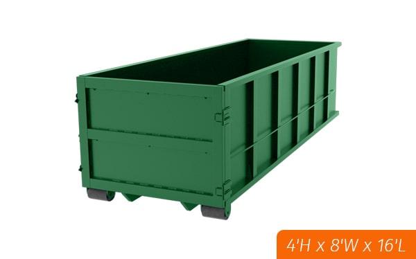 15-yard dumpsters have a capacity of 15 cubic yards of waste